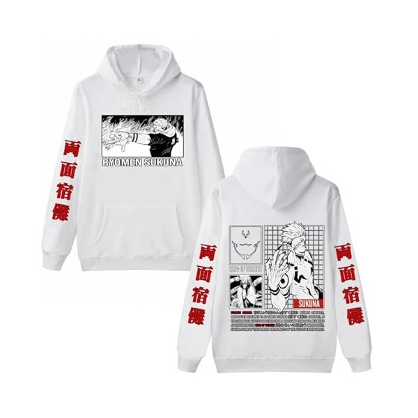 flowereyes Vêtements Jujutsu Kaisen Anime T-Shirt Ryomen Sukuna Sweat à Capuche décontracté Ryomen Sukuna Sweat à Capuche zip