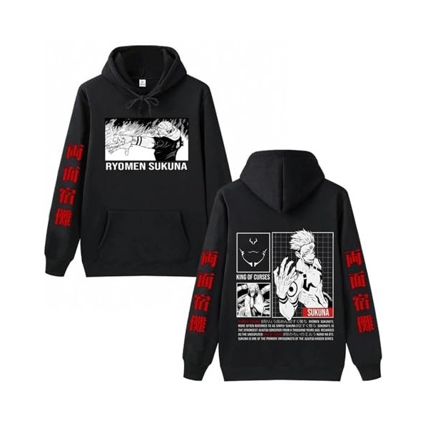 flowereyes Vêtements Jujutsu Kaisen Anime T-Shirt Ryomen Sukuna Sweat à Capuche décontracté Ryomen Sukuna Sweat à Capuche zip