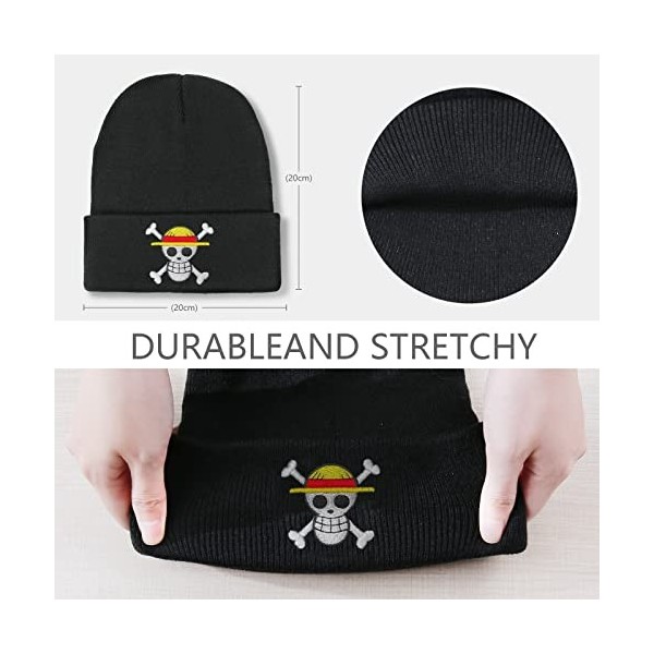 Bonamana One Piece - Bonnet en tricot - Bonnet dhiver - Bonnet en tricot doux - Bonnet de ski en laine pour enfants garçons 