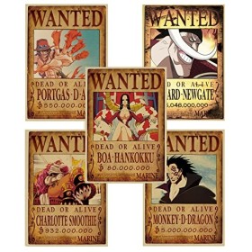 Poster Anime, One Piece Wanted 51,5 cm × 35,5 cm Grande,Manga Poster Vintage Papier Kraft - Enroulé dans un carton solide