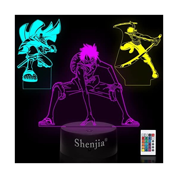 Shenjia 3d Led ONE PIECE Veilleuse Personnage Marchandise Lampe pour Enfants Maison Chambre Décoration Coloré Veilleuse Cadea
