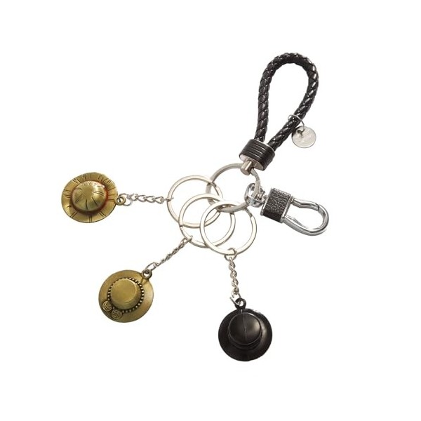 I3C Anime Portefeuille Porte Monnaie en Cuir pour Homme, Porte-clés, Anneau de crâne（Taille 9）, Straw Hat Luffy