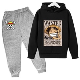 2022 Anime One Piece Enfants Survêtements Ensemble Luffy Sweat À Capuche Top Casual Pull À Capuche et Joggers Pantalons pour 