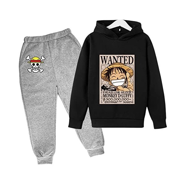 2022 Anime One Piece Enfants Survêtements Ensemble Luffy Sweat À Capuche Top Casual Pull À Capuche et Joggers Pantalons pour 