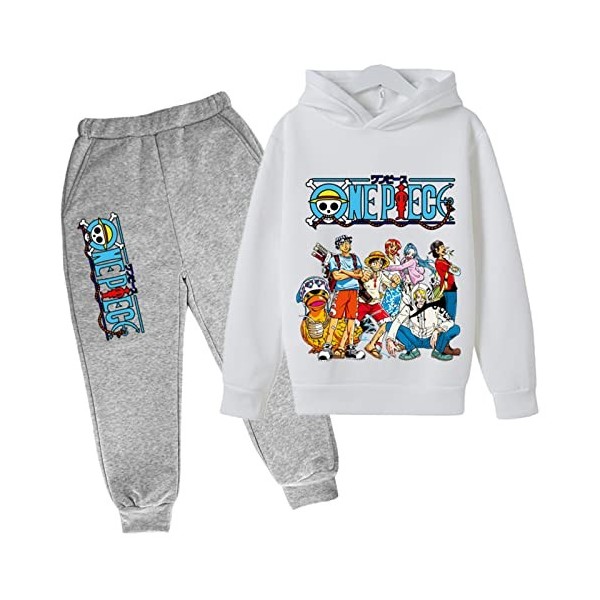 2022 Anime One Piece Enfants Survêtements Ensemble Luffy Sweat À Capuche Top Casual Pull À Capuche et Joggers Pantalons pour 