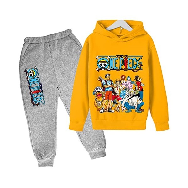 2022 Anime One Piece Enfants Survêtements Ensemble Luffy Sweat À Capuche Top Casual Pull À Capuche et Joggers Pantalons pour 