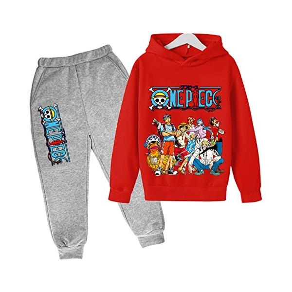2022 Anime One Piece Enfants Survêtements Ensemble Luffy Sweat À Capuche Top Casual Pull À Capuche et Joggers Pantalons pour 