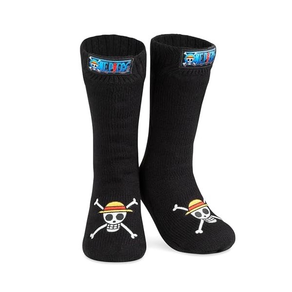 One Piece Chaussons Chaussettes, Chaussettes Fourrées Antidérapantes Hiver, Idée Cadeau Manga pour Ado Taille unique