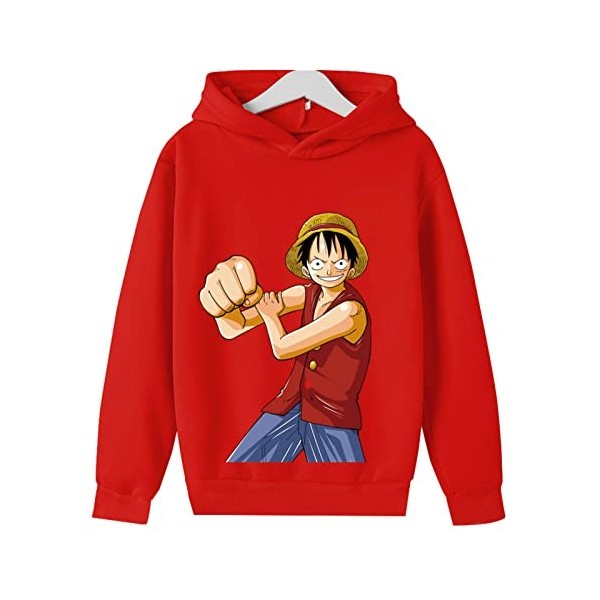 Anime One Piece Sweat À Capuche Luffy Garçons Sweat Printemps Automne Hiver Pull pour Enfants 4 5 6 7 8 9 10 11 12 13 14 Ans