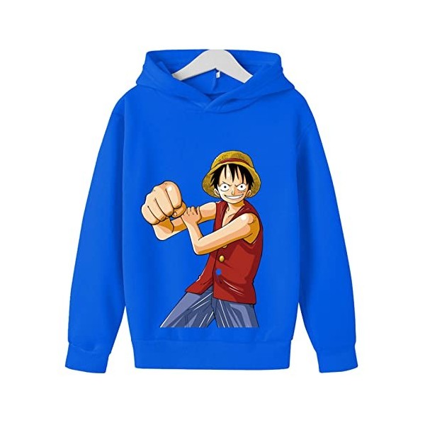 Anime One Piece Sweat À Capuche Luffy Garçons Sweat Printemps Automne Hiver Pull pour Enfants 4 5 6 7 8 9 10 11 12 13 14 Ans