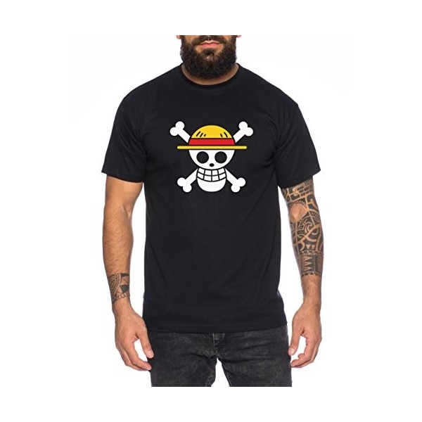 Ruffy Logo T-Shirt pour Homme Luffy Zoro One Nami Lysop Piece, Farbe2:Schwarz.Größe2:L