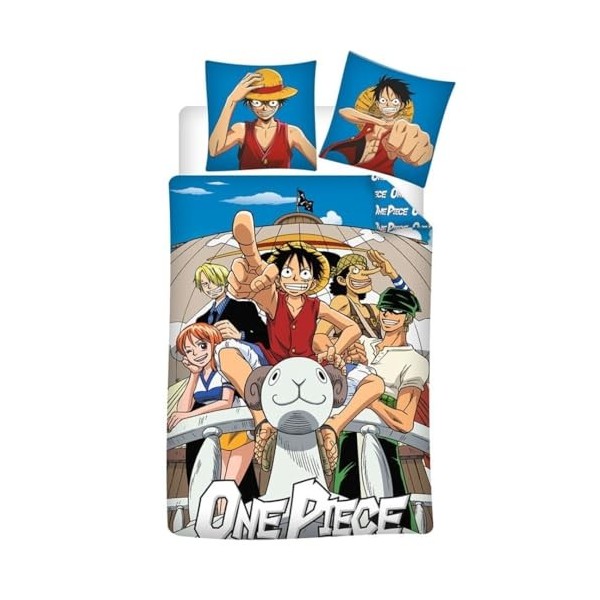 Parure de Lit One Piece, Polycoton, 1 Personne, Housse de Couette Réversible 140x200 cm + Taie doreiller 65x65 cm