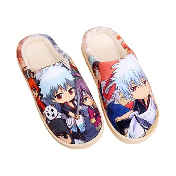 WANHONGYUE Anime One Piece Luffy Pantoufles de Maison Homme Femme Hiver Peluche Chaude Chaussons Intérieur Extérieur Antidéra