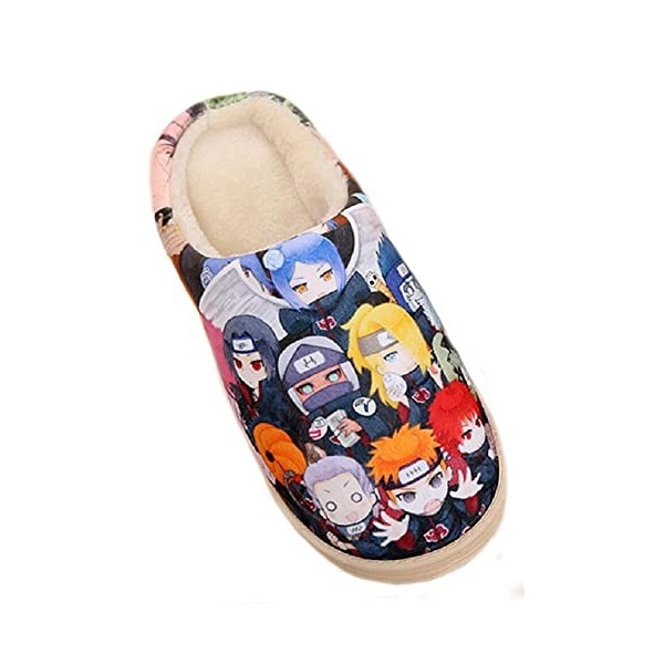 WANHONGYUE Anime One Piece Luffy Pantoufles de Maison Homme Femme Hiver Peluche Chaude Chaussons Intérieur Extérieur Antidéra