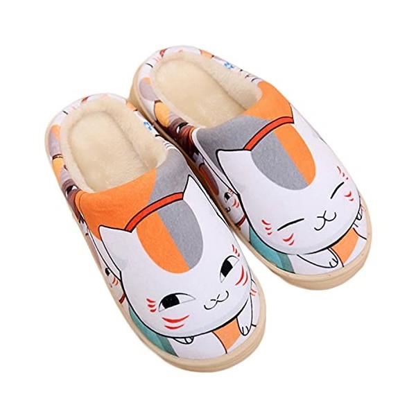 WANHONGYUE Anime One Piece Luffy Pantoufles de Maison Homme Femme Hiver Peluche Chaude Chaussons Intérieur Extérieur Antidéra