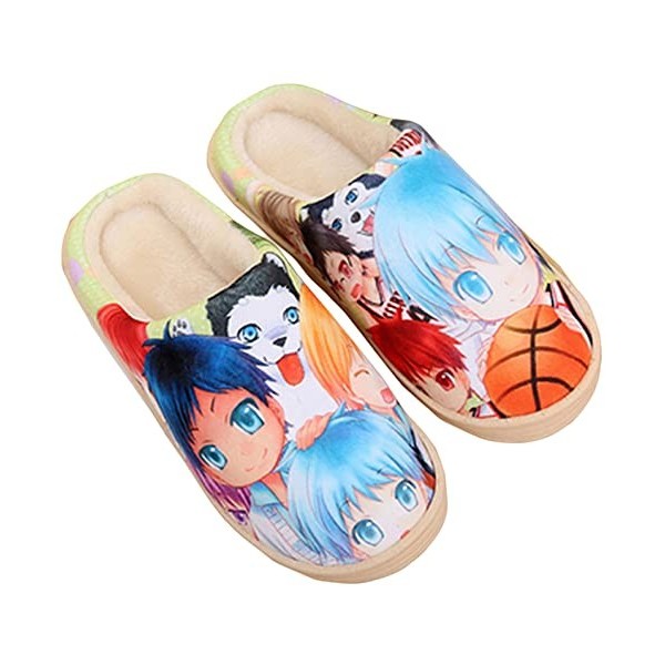 WANHONGYUE Anime One Piece Luffy Pantoufles de Maison Homme Femme Hiver Peluche Chaude Chaussons Intérieur Extérieur Antidéra