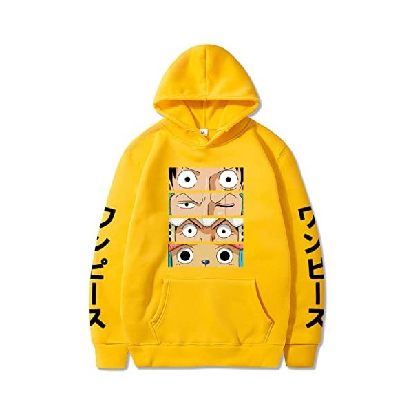 Sybnwnwm One Piece Sweats à Capuche Hoodie Luffy Zoro Chopper Imprimé Pull Anime Sweats à Capuche Hoodies Longues Sweatshirt 