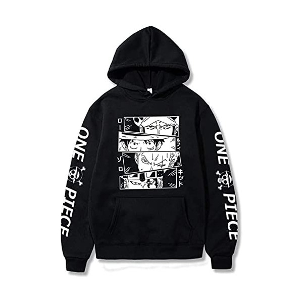 Sybnnwm Anime One Piece Sweat à Capuche Luffy Zoro Pull Pullover pour Homme et Femme