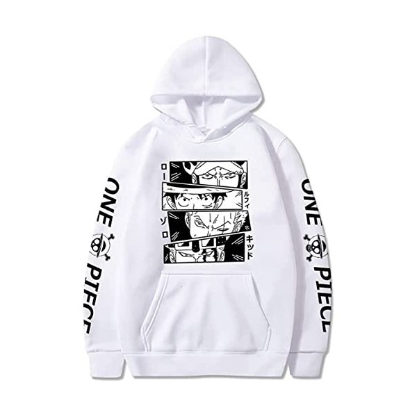 Sybnnwm Anime One Piece Sweat à Capuche Luffy Zoro Pull Pullover pour Homme et Femme