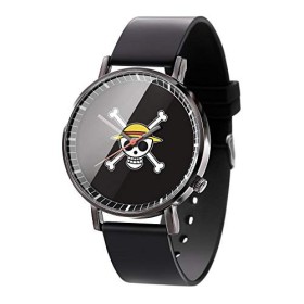 Anime ， One Piece Series ， Étanche Analogique Quartz Montre en Acier Inoxydable Bracelet en Cuir Montre Mode Montre Unisexe G