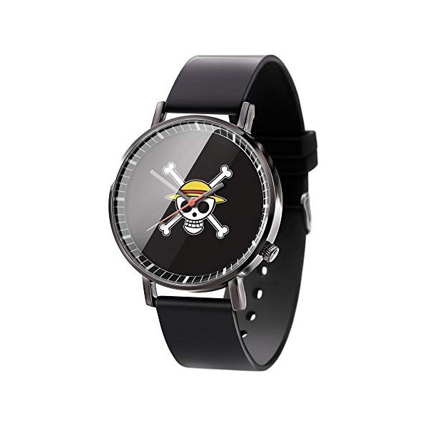 Anime ， One Piece Series ， Étanche Analogique Quartz Montre en Acier Inoxydable Bracelet en Cuir Montre Mode Montre Unisexe G