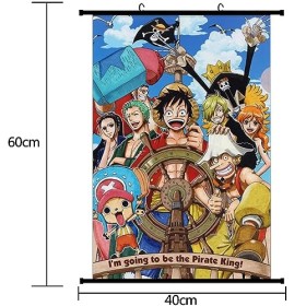 OBLRXM O-ne Piece Poster Imprimé sur Tissu, 2 PCS Anime Wall Scroll Manga Japonais Décoration Décoration de Chambre à thème O