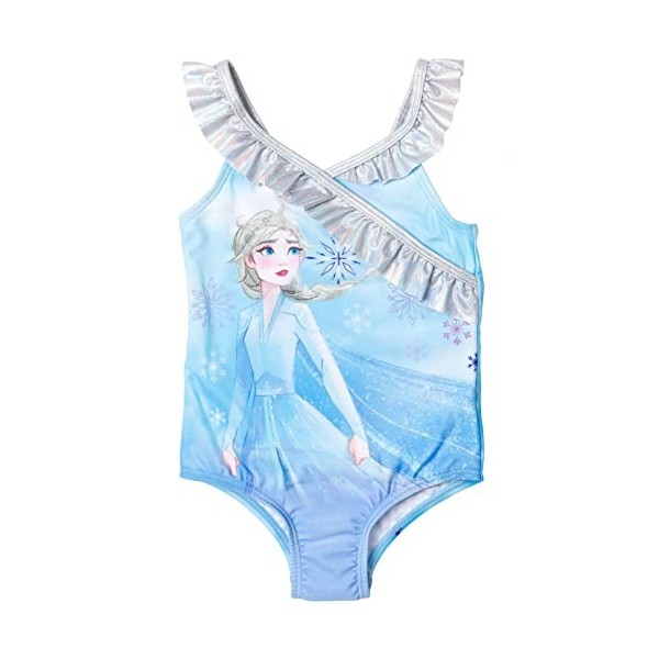 Disney Frozen Elsa Toddler Girls Ruffle One Piece Bathing Suit Blue 3T