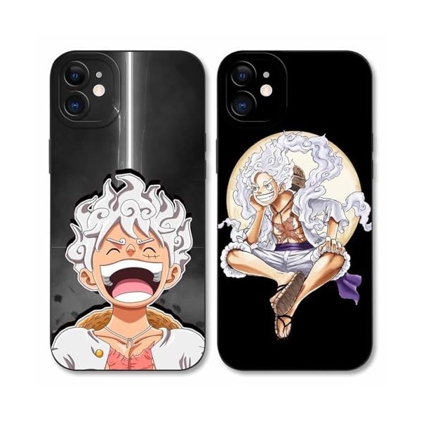 PBNDJVG 2 Pièces Coque pour Apple iPhone 11 6.1, Animé One Piece Luffy Gear 5 Nika Zoro Sun God avec Protection Caméra Etui