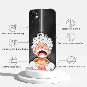 PBNDJVG 2 Pièces Coque pour Apple iPhone 11 6.1, Animé One Piece Luffy Gear 5 Nika Zoro Sun God avec Protection Caméra Etui