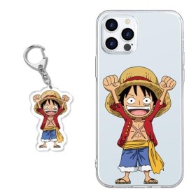 Coque pour iPhone 11 6.1 Pouce, Animé One Piece Luffy Gear 5 Nika Manga Motif avec 3D Cartoon Chiffre Porte-clés Transparent 