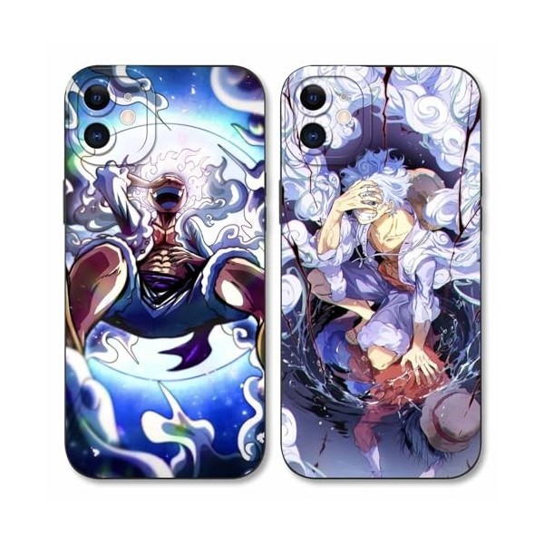 PBNDJVG 2 Pièces Coque pour Apple iPhone 11 6.1, Animé One Piece Luffy Gear 5 Nika Zoro Sun God avec Protection Caméra Etui