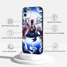 PBNDJVG 2 Pièces Coque pour Apple iPhone 11 6.1, Animé One Piece Luffy Gear 5 Nika Zoro Sun God avec Protection Caméra Etui