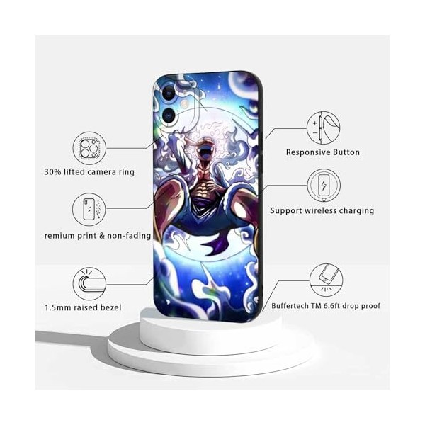 PBNDJVG 2 Pièces Coque pour Apple iPhone 11 6.1, Animé One Piece Luffy Gear 5 Nika Zoro Sun God avec Protection Caméra Etui