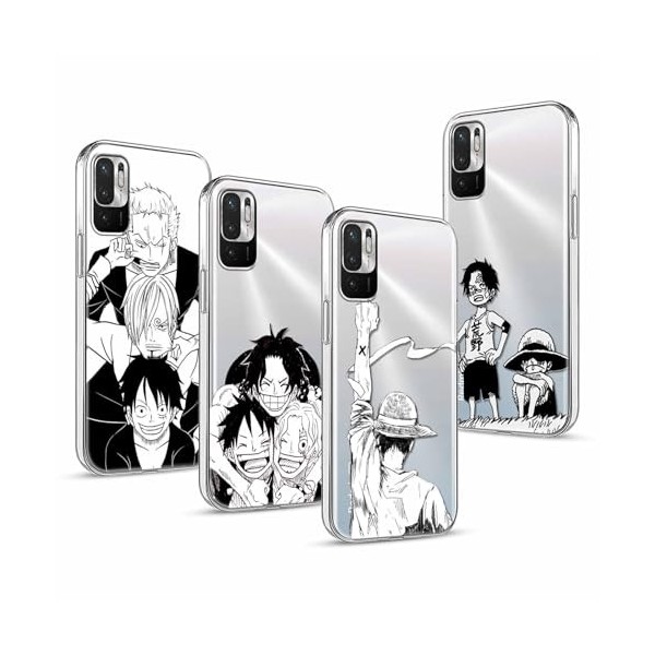 4 Pièces Coque pour Xiaomi Redmi Note 11S 4G / Note 11 6.43, Animé One Piece Luffy Zoro Gear 5 Sun God Nika avec Transparen