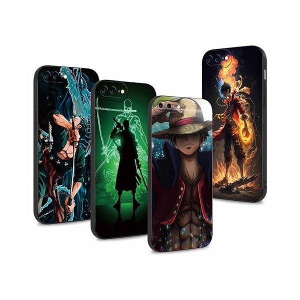 PBNDJVG 4 Pièces Coque pour Apple iPhone 11 6.1 Pouces, Animé Luffy Zoro Gear 5 Sun God Nika avec Protection Caméra Etui Hous