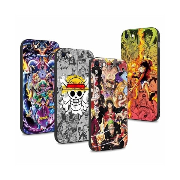 PBNDJVG 4 Pièces Coque pour Apple iPhone 11 6.1 Pouces, Animé Luffy Zoro Gear 5 Sun God Nika avec Protection Caméra Etui Hous
