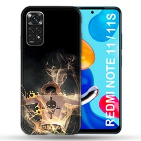 Cokitec Coque pour Xiaomi Redmi Note 11/11S Manga One Piece Ace Noir