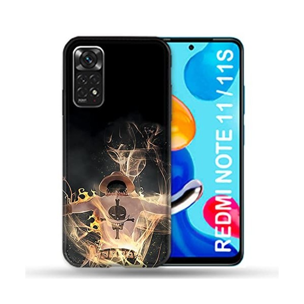 Cokitec Coque pour Xiaomi Redmi Note 11/11S Manga One Piece Ace Noir