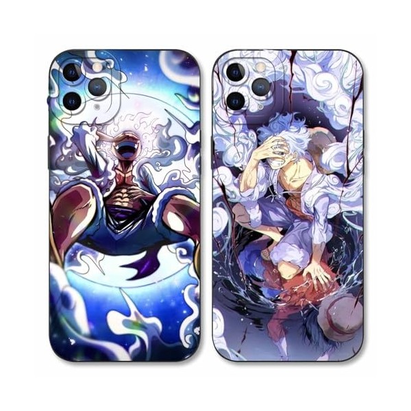 PBNDJVG 2 Pièces Coque pour Apple iPhone 11 Pro 5.8, Animé One Piece Luffy Gear 5 Nika Zoro Sun God avec Protection Caméra 