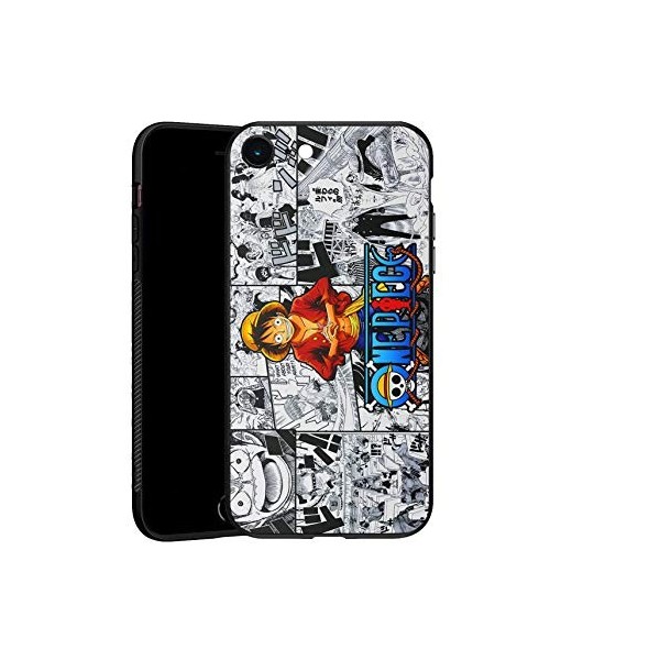 Coque iPhone 11 Pro Max, One Piece - Monkey D.Luffy on Manga, Coque TPU Noire Ultra-Fine pour iPhone 11 Pro Max