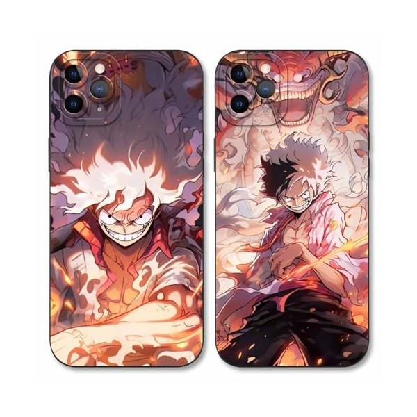 2 Pièces Coque pour Apple iPhone 11 Pro Max 6.5, Animé One Piece Luffy Gear 5 Nika Zoro Sun God avec Protection Caméra Etui
