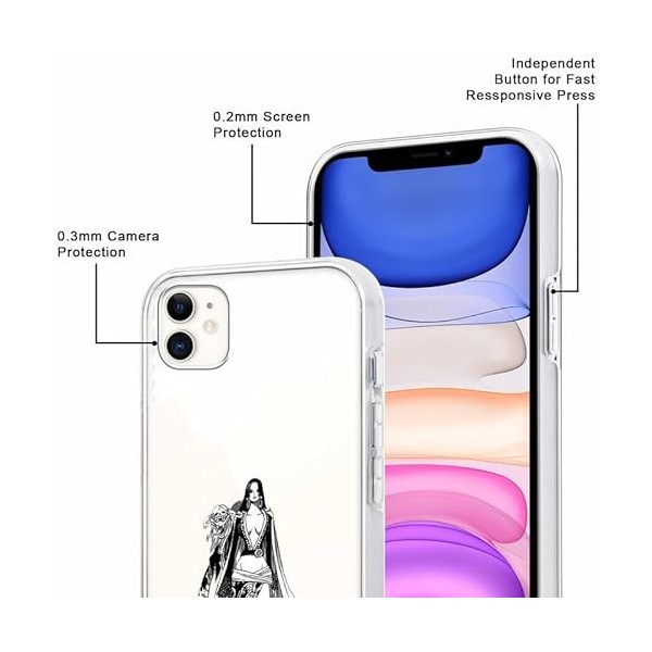 PBNDJVG 2 Pièces Coque pour iPhone 11 Pro Max 6.5, Anime One Piece Luffy Nami Manga Dessin Animé Motif Étui Protection Hous
