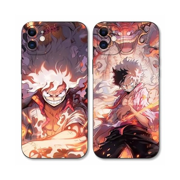 PBNDJVG 2 Pièces Coque pour Apple iPhone 11 6.1, Animé One Piece Luffy Gear 5 Nika Zoro Sun God avec Protection Caméra Etui