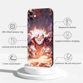 PBNDJVG 2 Pièces Coque pour Apple iPhone 11 6.1, Animé One Piece Luffy Gear 5 Nika Zoro Sun God avec Protection Caméra Etui
