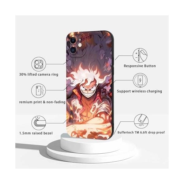 PBNDJVG 2 Pièces Coque pour Apple iPhone 11 6.1, Animé One Piece Luffy Gear 5 Nika Zoro Sun God avec Protection Caméra Etui