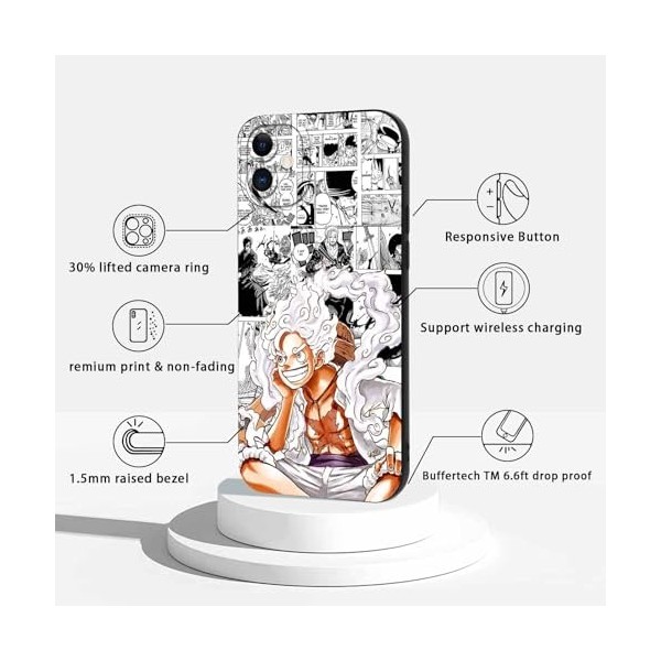 PBNDJVG 2 Pièces Coque pour Apple iPhone 11 6.1, Animé One Piece Luffy Gear 5 Nika Zoro Sun God avec Protection Caméra Etui