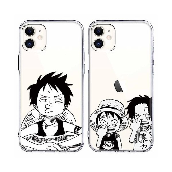 2 Pièces Coque pour Apple iPhone 11 6,1 Pouce Antichoc Doux TPU Silicone Protection Housse, Étui de Téléphone Anime Luffy Gea