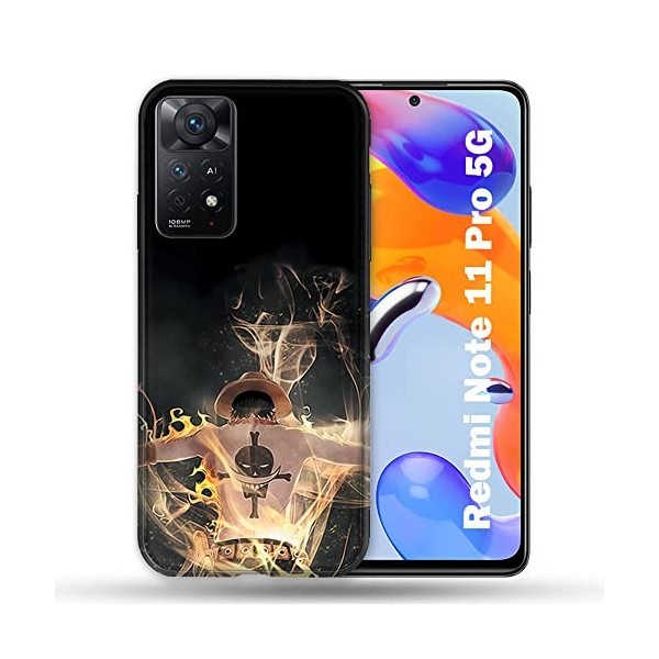 Coque pour Xiaomi Redmi Note 11 Pro / 11 Pro 5G Manga One Piece Ace Noir