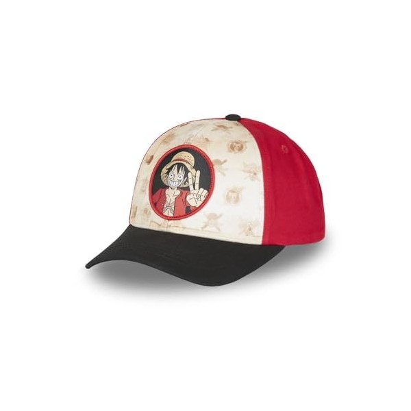 Casquette Enfant One Piece, Casquette Baseball Luffy, Originale Anime Manga, Noir, Rouge, Marron, Taille TU