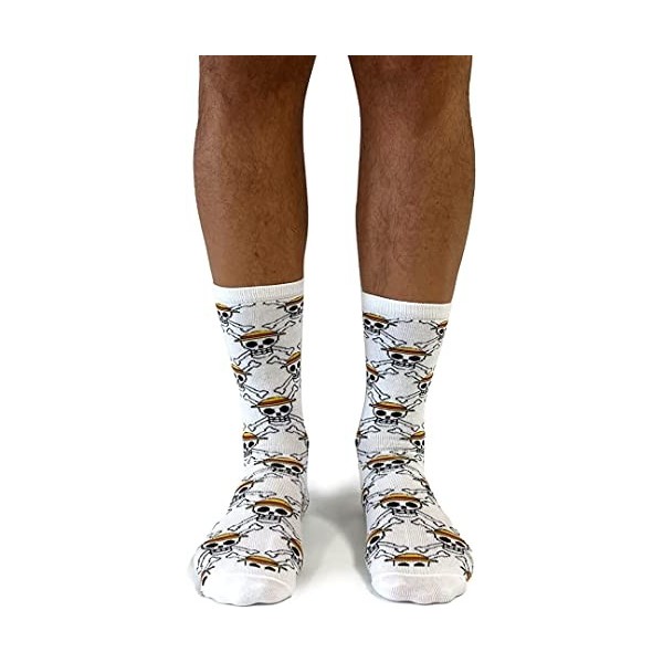 Chaussettes One Piece, Chaussettes Originales pour Adultes, Produit Officiel, Blanc 41-43 